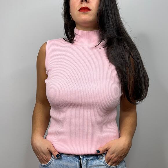 Croft & Barrow Pink Sleeveless Mockneck Ribbed Sweater - Picture 5 of 9